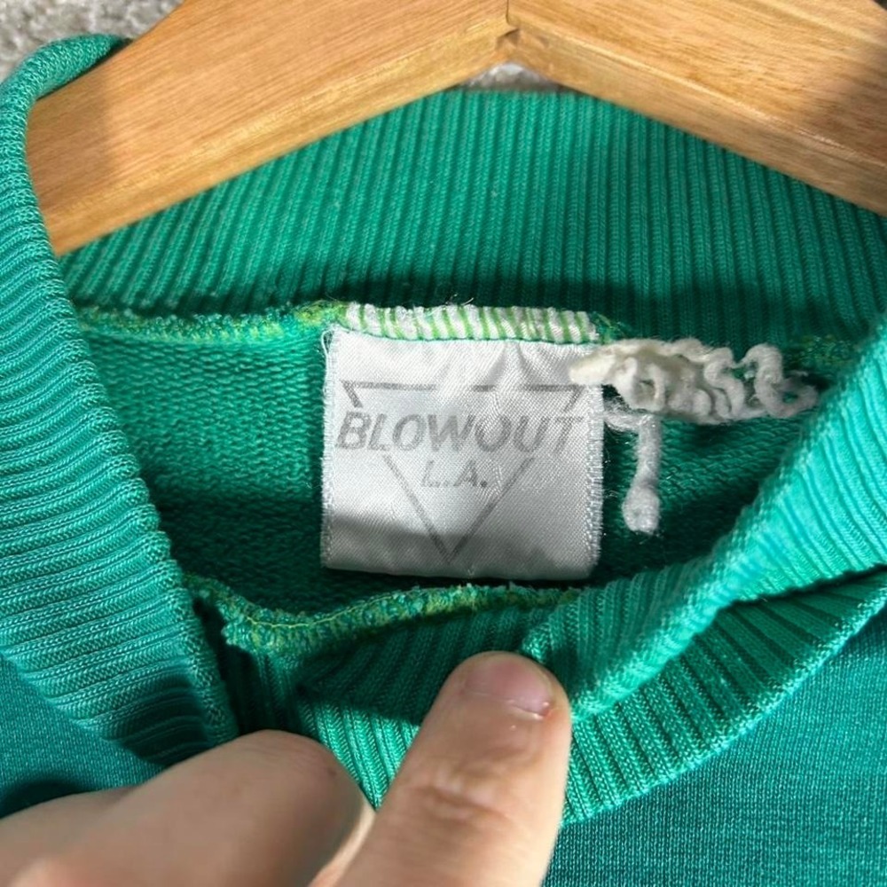 Vintage 80s Scottish dogs blowout brand retro teal crewneck sweatshirt - Picture 4 of 6